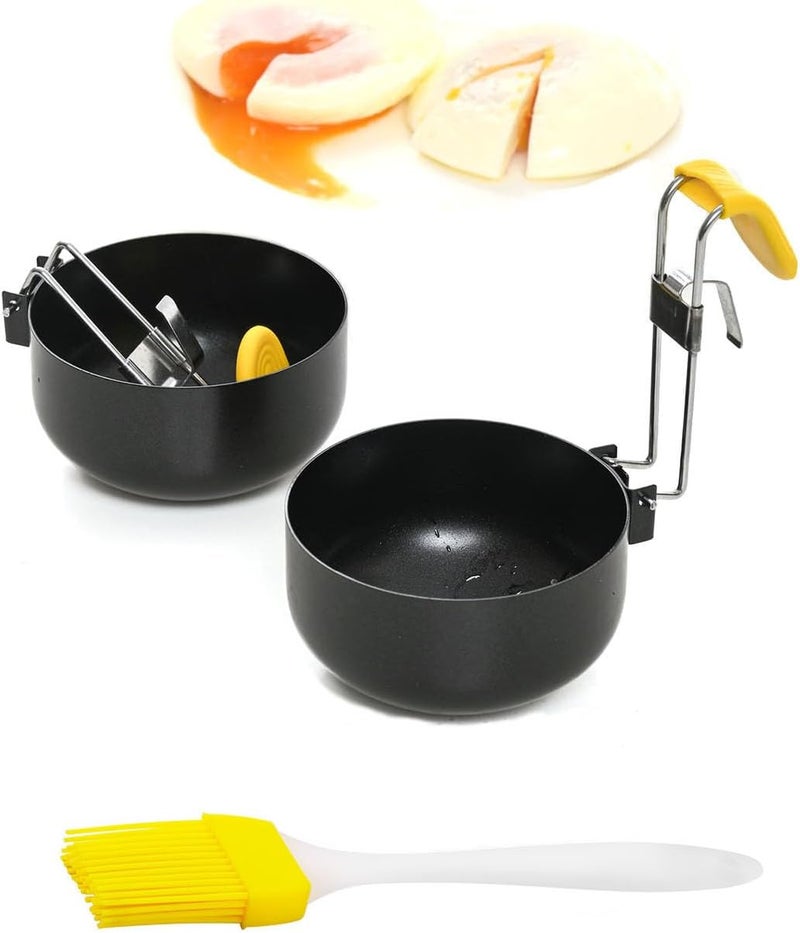 halteoly Egg Poacher-,poached egg maker poached egg cooker eggs poachers,Egg Poachers Nonstick best rated,2 Pack with Brush - Image 1
